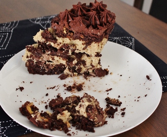 Chocolate Brownie Cookie Dough Layer Cake (gluten free)