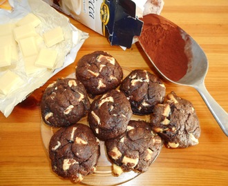 Chocoladekoekjes met stukje witte chocolade; vernieuwd recept: minder vet minder suiker!