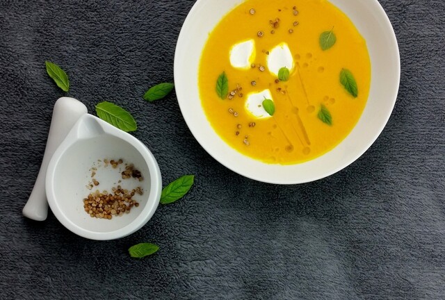 Carrot Soup with Mint and Yogurt