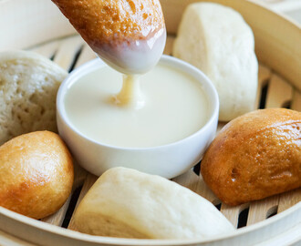 Chinese Golden and Silver Mantou with Condensed Milk