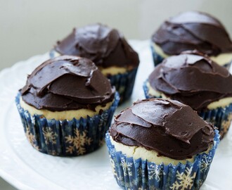 Rum and Black Cherry Cupcakes with Chocolate Frosting