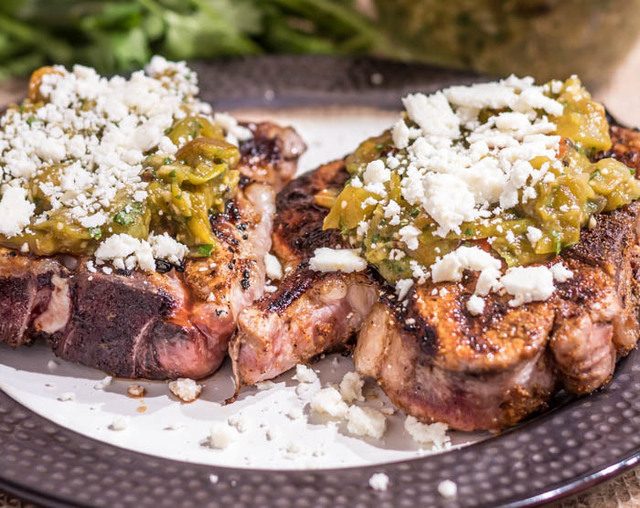Mexican Spiced Pork Chops With Salsa Verde and Cotija