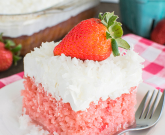 Strawberry Coconut Poke Cake