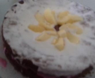 gâteau au chocolat confiture coing et chantilly colorant rose et vanille