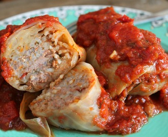Cabbage Rolls with Dill and Roasted Red Pepper