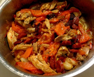 Restje kip met tomaat en chorizo van Jamie Oliver