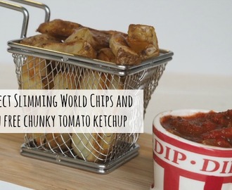 Perfect Slimming World chips with homemade chunky tomato ketchup….