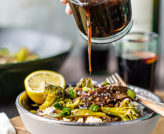 One Pan Mongolian Beef with Veggies and Rice