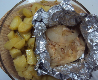 Foil Wrapped Chicken with Potato Cubes