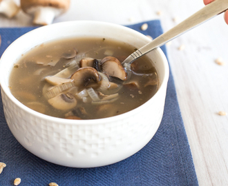 Low calorie barley and mushroom soup