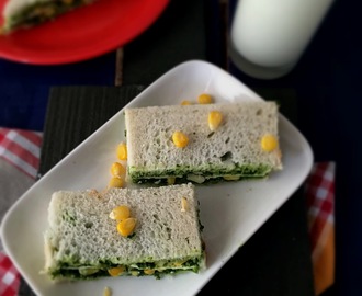 Spinach Corn Cheese Sandwich | How to make Spinach Corn Cheese Sandwich at Home |  With Detailed Stepwise Pictures | Quick and Healthy Lunch Box Recipe