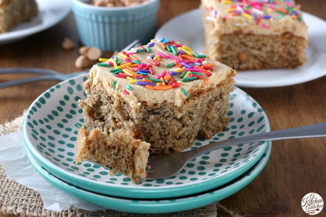 Banana Snack Cake with Peanut Butter Frosting