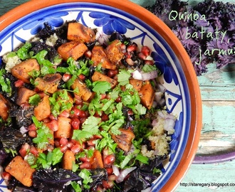 Ciepła sałatka z  komosą ryżową (quinoa), batatami i jarmużem