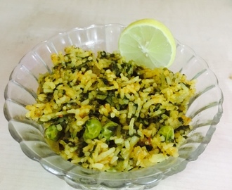 Spinach & peas Rice ( Palak pulao)