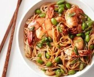 Asian Noodles with Shrimp and Edamame Recipe