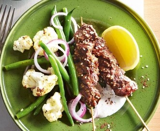 Lebanese-spiced lamb skewers with roasted cauliflower salad recipe
