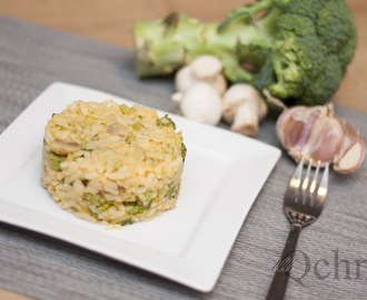 Delikatne risotto z brokułami i pieczarkami