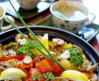 【タジン鍋で作る　かけトマ美肌パエリア】おもてなし朝ご飯です♪