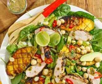 Chicken Salad with Grilled Mango and Macadamias