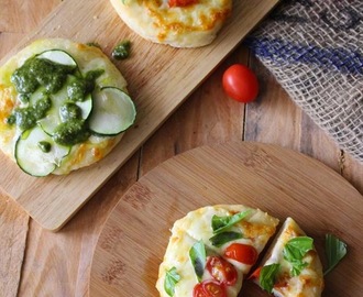 Two-ingredient instant pizza dough + Recipe for Mini Vegetarian Pizzas