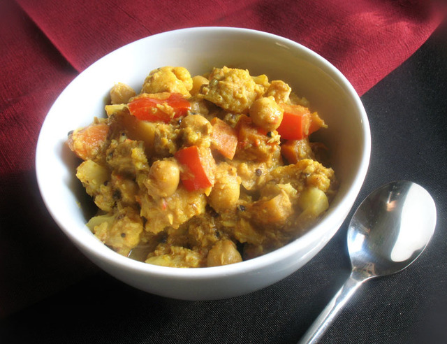 South Indian Chickpea, Cauliflower and Potato Coconut Curry