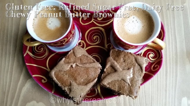 Gluten Free, Refined Sugar Free, Dairy Free Chewy Peanut Butter Teff Brownies