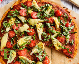 pizza com base de batata doce, uma receita espetacular vegan e sem glúten