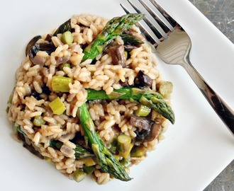 Beer Risotto with Mushrooms and Asparagus