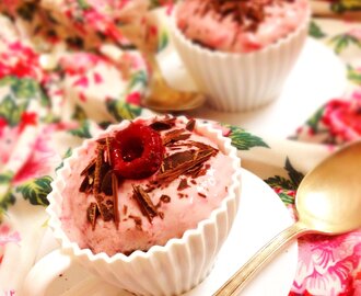 Steamed Chocolate Raspberry Mudcakes with Raspberry Coconut Cream