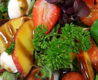Melonen Nektarinen Salat mit Büffel-Mozzarella