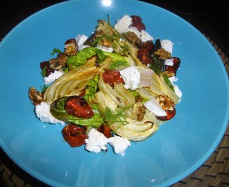 Feta, Roasted Fennel and Tomato Salad with a Balsamic Vinegar and Basil Dressing Recipe