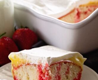 Strawberry Vanilla Poke Cake
