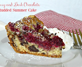 Berry and Dark Chocolate Studded Summer Cake