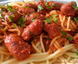 Spaghettis en sauce aux merguez