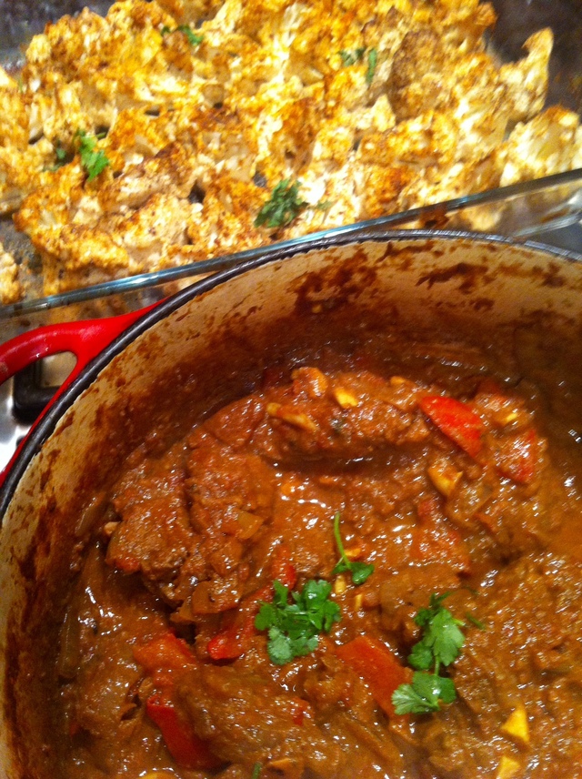 Coconut Beef Curry with Roasted Tikka Cauliflower (LowCarb)