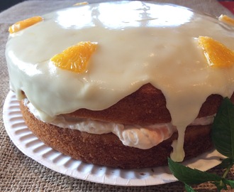 Orange Cake with Rhubarb Curd and Cream