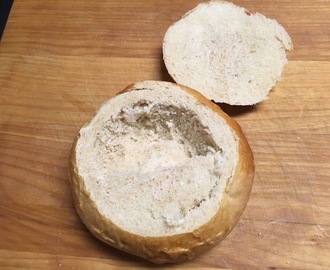 Crusty Bread Bowls for soup -- crusty on the outside, soft on the inside