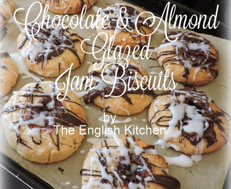 Chocolate & Almond Glazed Jam Biscuits (Cookies)
