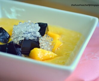 Chilled Mango Dessert with Sago and Grass Jelly