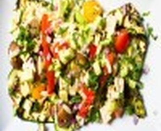 Kritharaki Salat mit eingelegtem Tofu & gegrillter Zucchini