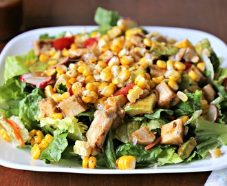 Spicy Roasted Corn, Chicken and Avocado Salad