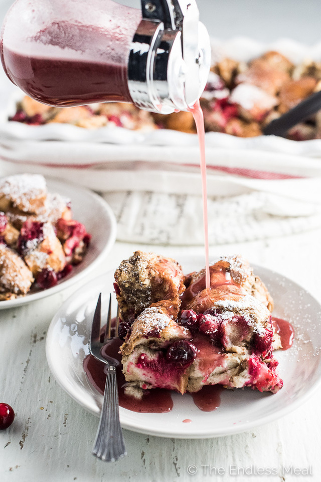 Christmas Morning Vegan French Toast with Cranberry Syrup