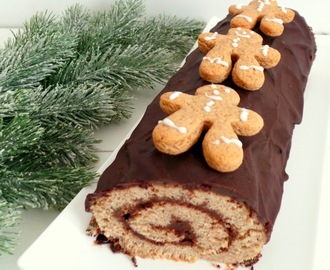 Bûche de Noël au pain d'épices et chocolat.(Xmas log with gingerbread and chocolate)