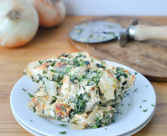 Goat Cheese, Spinach and Caramelized Onion Chicken Pizza