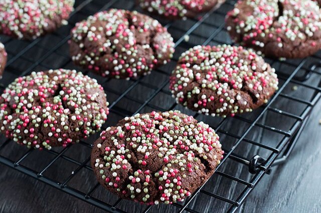 Chocolate Christmas Crinkle Cookies