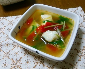 甘塩タラとスイカの皮（冬瓜）の中華風スープ♥