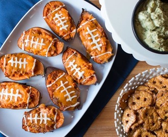 Sweet Potato Skins Stuffed with BBQ Ranch Pulled Pork