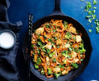Cumin Healthy Chicken Stir Fry with Carrot Noodles