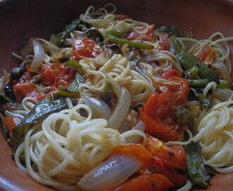 Spaghetti con verduritas grilladas