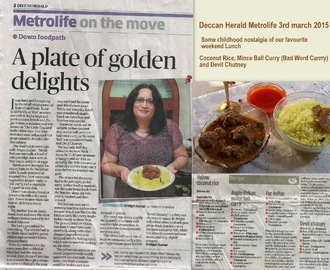 COCONUT RICE, BALL CURRY (BAD WORD CURRY) AND DEVIL CHUTNEY - DECCAN HERALD 3RD MARCH 2015